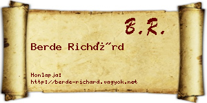 Berde Richárd névjegykártya